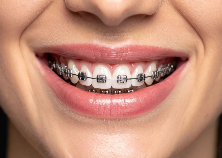 Sourire avec bagues vestibulaires sur la face externe des dents, cabinet des Drs Yvart à Villeneuve d'Ascq